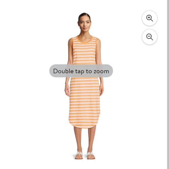 Time and Tru Womans Sleeveless Midi Dress in White/ Orange. Size XL - Picture 1 of 10
